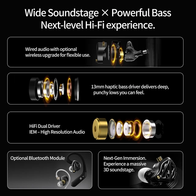 Alt view image 4 of 7 - Vibe X USB C Headphone, 2DD in Ear Monitor with Audio Haptic IEM Mic Good Imaging & Soundstage, Open Soundstage, High Transparency, Powerful Bass and Detailed Treble Reproduction