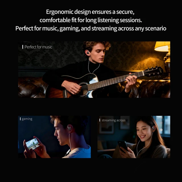 Alt view image 6 of 7 - Vibe X USB C Headphone, 2DD in Ear Monitor with Audio Haptic IEM Mic Good Imaging & Soundstage, Open Soundstage, High Transparency, Powerful Bass and Detailed Treble Reproduction