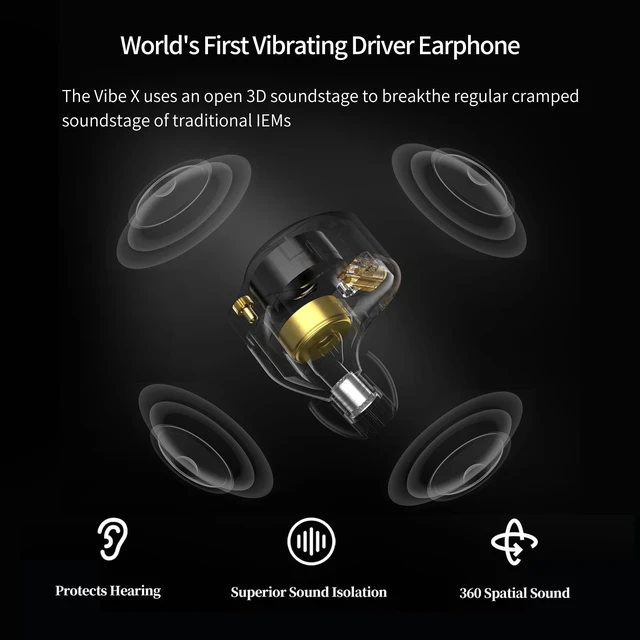 Alt view image 7 of 7 - Vibe X USB C Headphone, 2DD in Ear Monitor with Audio Haptic IEM Mic Good Imaging & Soundstage, Open Soundstage, High Transparency, Powerful Bass and Detailed Treble Reproduction