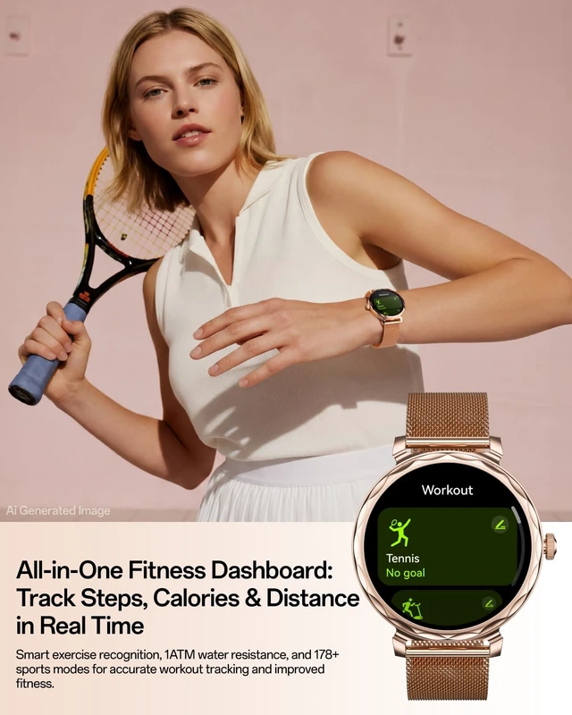 Alt view image 4 of 7 - Lulu 2 - Smart Watch for Women, 1.32" AMOLED Display, AI Assistant, Heart Rate, Sleep Monitor, 178 Sports Modes Fitness Tracker, 1ATM Water Resistance, Smartwatch for iOS & AndroidRose Gold