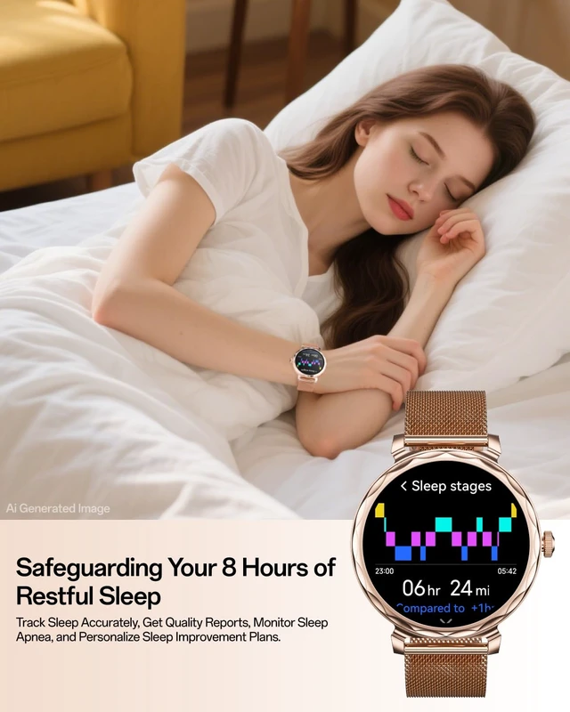 Alt view image 7 of 7 - Lulu 2 - Smart Watch for Women, 1.32" AMOLED Display, AI Assistant, Heart Rate, Sleep Monitor, 178 Sports Modes Fitness Tracker, 1ATM Water Resistance, Smartwatch for iOS & AndroidRose Gold