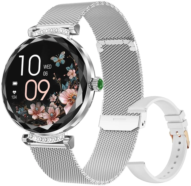 Main image of Android/iOS Ladies' smartwatch, IP68 Waterproof Fitness Tracker, with Bluetooth Calling, Female Menstrual Reminder(Silver 2 Straps)