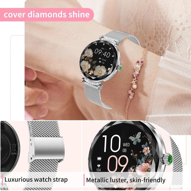 Alt view image 3 of 7 - Android/iOS Ladies' smartwatch, IP68 Waterproof Fitness Tracker, with Bluetooth Calling, Female Menstrual Reminder(Silver 2 Straps)