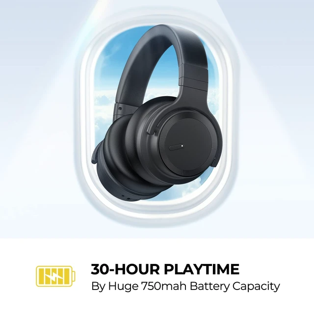 Alt view image 2 of 7 - E7 Active Noise Cancelling Headphones Wireless Bluetooth Headphones with Rich Bass, Wireless Headphones with Clear Calls, Bluetooth 5.0, 30 Hours Playtime, Comfort Fit, Model 4