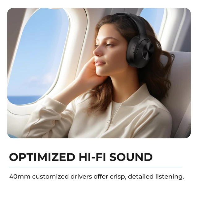 Alt view image 4 of 7 - Active Noise Cancelling Headphones Wireless Bluetooth Headphones with Rich Bass and Clear Calls, Bluetooth 5.0, 30 Hours Playtime, Comfort Fit, Model 6