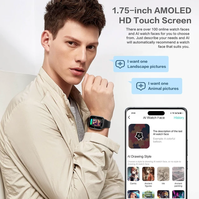 Alt view image 3 of 7 - 2025 Lightweight Smart Watch for Women, 1.75" AMOLED AI Smartwatch with Da GPT, Fitness Tracker with Heart Rate SpO2 Blood Pressure Sleep Monitor, 120+ Sports Modes, IP68 Waterproof for Android iOS