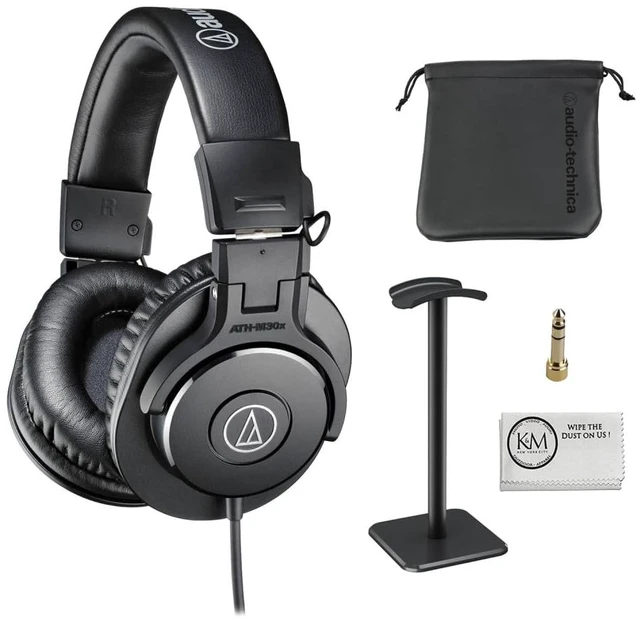 Main image of ATH-M30x Professional Monitor Headphones Black Bundled with Over The Ear Headphones Stand + Cleaning Cloth (3 Items)