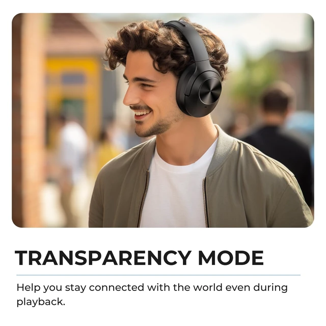 Alt view image 7 of 7 - Active Noise Cancelling Headphones Wireless Bluetooth Headphones with Rich Bass and Clear Calls, Bluetooth 5.0, 30 Hours Playtime, Comfort Fit, Model 6
