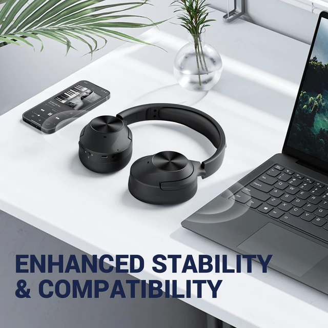 Alt view image 5 of 7 - E7 Wireless Bluetooth Headphones with Rich Bass, Clear Calls, Bluetooth 5.0, 30 Hours Playtime, Comfort Fit