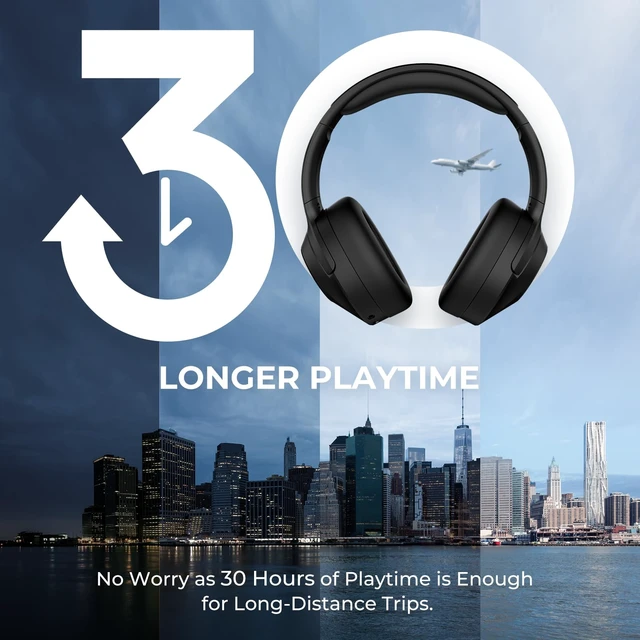 Alt view image 4 of 7 - E7 Wireless Bluetooth Headphones with Rich Bass, Clear Calls, Bluetooth 5.0, 30 Hours Playtime, Comfort Fit