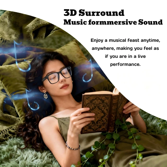 Alt view image 6 of 7 - AI Smart Glasses with Camera, 8MP HD Video & Photo Capture for Travel Video Recording Sunglasses, Open-Ear Audio, RealTime Translation, Interchangeable Blue Light & UV Protection Lenses