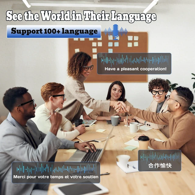 Alt view image 4 of 7 - AI Smart Glasses with Camera, 8MP HD Video & Photo Capture for Travel Video Recording Sunglasses, Open-Ear Audio, RealTime Translation, Interchangeable Blue Light & UV Protection Lenses