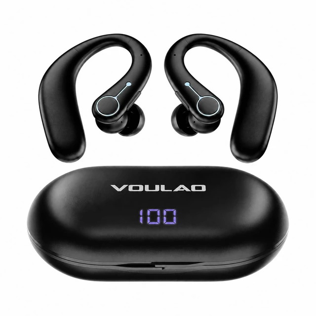 Main image of VOULAO Open-Ear Bluetooth Headphones, Personal Sound Amplification Earbuds with Noise Cancellation, 5-Level Volume Control, IPX4 Waterproof, Anti-Fall Ear Hooks for Clearer Listening & Daily Use
