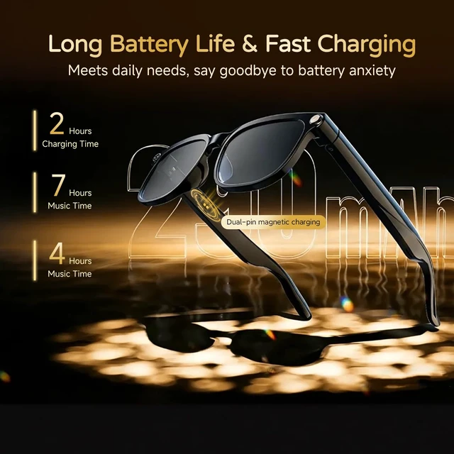 Alt view image 7 of 7 - AI Smart Glasses with Camera, 8MP 4K HD Video & Photo Capture, Real-Time Translation, Recording Glasses with AI Assistant, Open-Ear Audio, Object Recognition, for Vlog, Outdoor & Hiking(Clear lens)