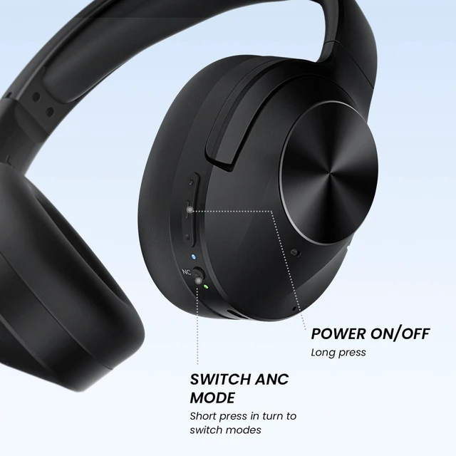 Alt view image 4 of 7 - Wireless Noise Canceling Headphones with Mic, 30H Playtime, Deep Bass, Comfortable Over Ear Headphones Bluetooth 5.0 for Office, Travel (Black), Model 5