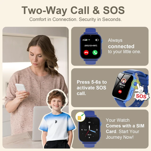 Alt view image 3 of 7 - 4G Kids Smart Watch GPS Tracker Video Voice Call gps tracker, phone call, sos call, video chat, class mode, smart watch for boys girls