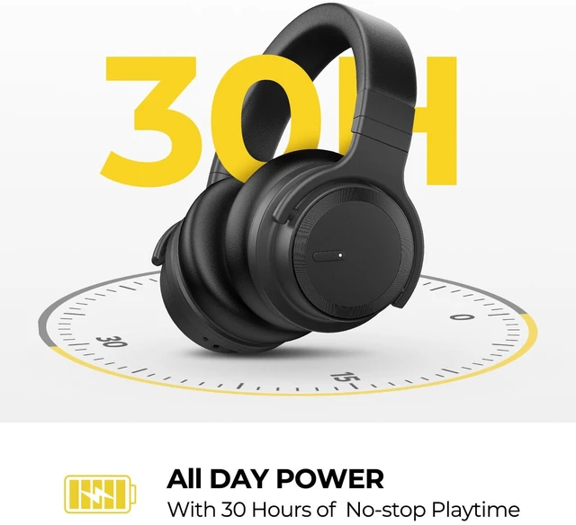 Alt view image 3 of 7 - E7 Active Noise Cancelling Headphones Wireless Bluetooth Headphones with Rich Bass, Wireless Headphones with Clear Calls, Bluetooth 5.0, 30 Hours Playtime, Comfort Fit, Model 3