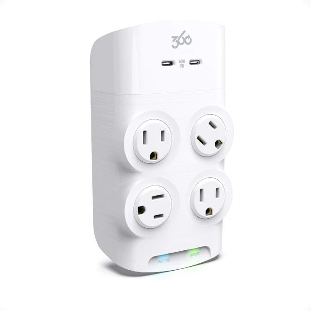 Main image of Revolve 60 Watt USB-C Wall Tap Power Surge Protector with 2 USB C Ports, 4 Rotating Outlets, Multi Plug Outlet Splitter, Electric Wall Outlet Adapter, Swivel Outlets Fit 4 Large Plugs
