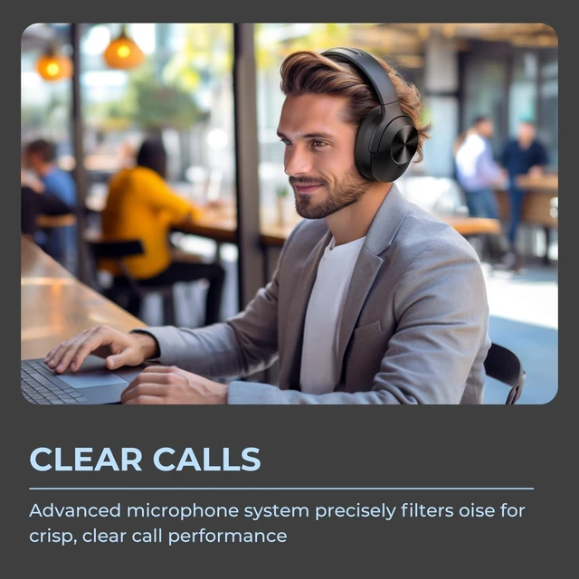 Alt view image 2 of 7 - E11-A Active Noise Cancelling Headphones Wireless Bluetooth Headphones with Rich Bass, Wireless Headphones with Clear Calls, Bluetooth 5.0, 30 Hours Playtime, Comfort Fit, Model 8