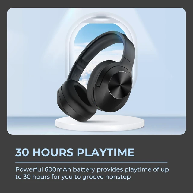 Alt view image 6 of 7 - E11-A Active Noise Cancelling Headphones Wireless Bluetooth Headphones with Rich Bass, Wireless Headphones with Clear Calls, Bluetooth 5.0, 30 Hours Playtime, Comfort Fit, Model 8