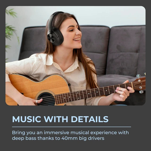 Alt view image 5 of 7 - E11-A Active Noise Cancelling Headphones Wireless Bluetooth Headphones with Rich Bass, Wireless Headphones with Clear Calls, Bluetooth 5.0, 30 Hours Playtime, Comfort Fit, Model 8
