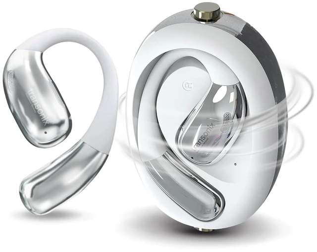 Main image of TravelerAI Spin Bluetooth Earbuds with Fidget Spinner Case, Open-Ear Audio, Real-Time AI Translation in 159+ Languages, White