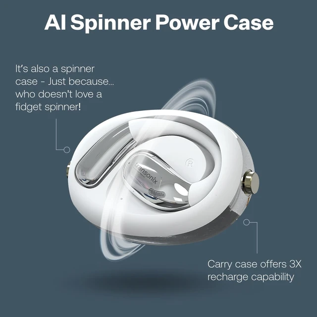Alt view image 4 of 7 - TravelerAI Spin Bluetooth Earbuds with Fidget Spinner Case, Open-Ear Audio, Real-Time AI Translation in 159+ Languages, White