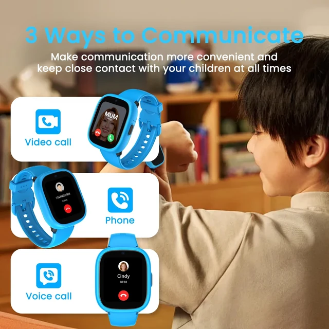 Alt view image 2 of 6 - K3 Smart Watch for Kids with GPS Tracker, 1.7 Inch HD 4G Smartwatch with Video Calls, Texting, Parental App, SOS, Music, Alarm Clock, School Mode, IP68 Waterproof for Ages 5-12