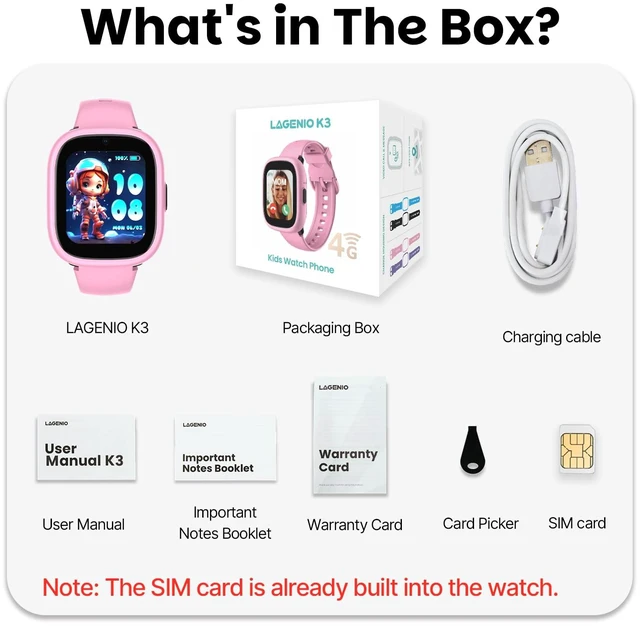 Alt view image 7 of 7 - Watch Phone for Kids, Kids Smart Watch with GPS Tracker, 1.7 Inch HD 4G Smartwatch with Video Calls, Texting, Parental App, SOS, Music, Alarm Clock, School Mode, IP68 Waterproof for Ages 5-12