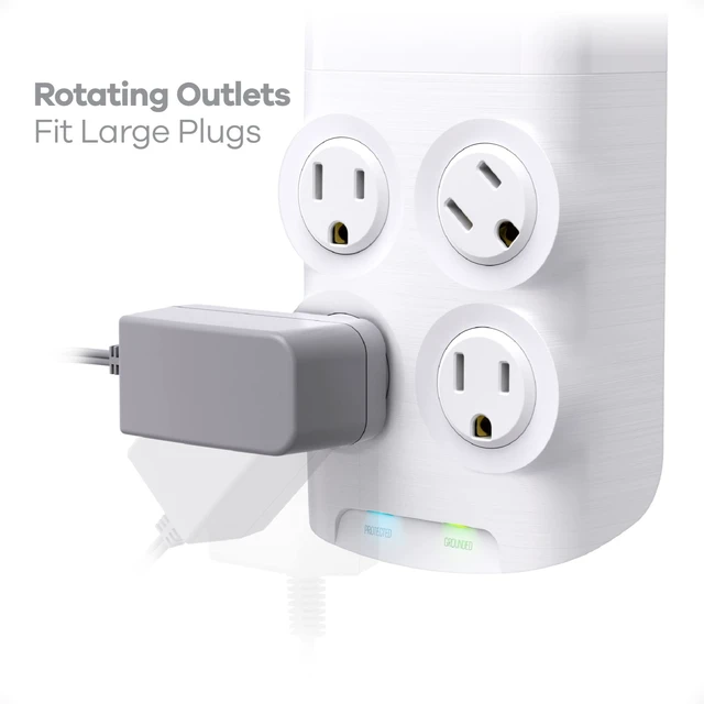 Alt view image 4 of 7 - Revolve 60 Watt USB-C Wall Tap Power Surge Protector with 2 USB C Ports, 4 Rotating Outlets, Multi Plug Outlet Splitter, Electric Wall Outlet Adapter, Swivel Outlets Fit 4 Large Plugs