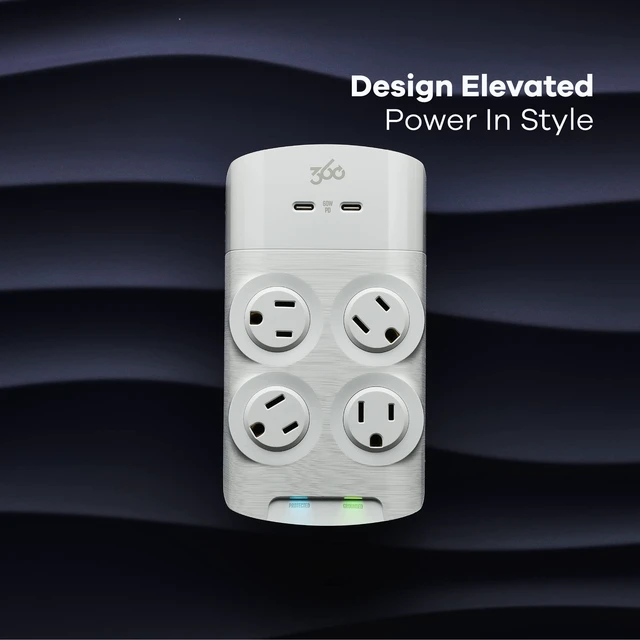 Alt view image 6 of 7 - Revolve 60 Watt USB-C Wall Tap Power Surge Protector with 2 USB C Ports, 4 Rotating Outlets, Multi Plug Outlet Splitter, Electric Wall Outlet Adapter, Swivel Outlets Fit 4 Large Plugs