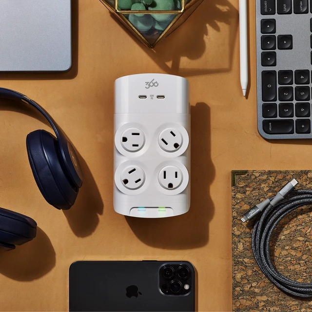 Alt view image 7 of 7 - Revolve 60 Watt USB-C Wall Tap Power Surge Protector with 2 USB C Ports, 4 Rotating Outlets, Multi Plug Outlet Splitter, Electric Wall Outlet Adapter, Swivel Outlets Fit 4 Large Plugs