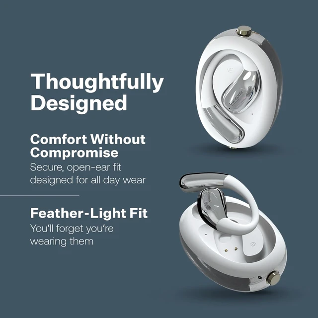 Alt view image 6 of 7 - TravelerAI Spin Bluetooth Earbuds with Fidget Spinner Case, Open-Ear Audio, Real-Time AI Translation in 159+ Languages, White