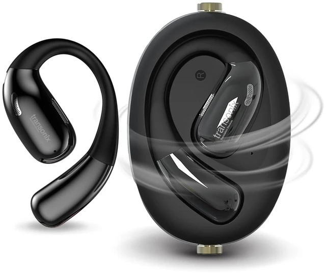 Main image of TravelerAI Spin Bluetooth Earbuds with Fidget Spinner Case, Open-Ear Audio, Real-Time AI Translation in 159+ Languages, Black