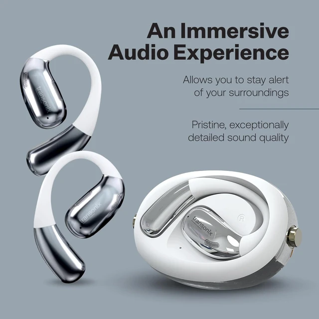 Alt view image 7 of 7 - TravelerAI Spin Bluetooth Earbuds with Fidget Spinner Case, Open-Ear Audio, Real-Time AI Translation in 159+ Languages, White