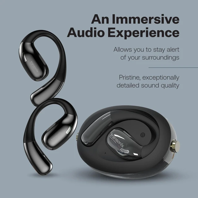 Alt view image 7 of 7 - TravelerAI Spin Bluetooth Earbuds with Fidget Spinner Case, Open-Ear Audio, Real-Time AI Translation in 159+ Languages, Black