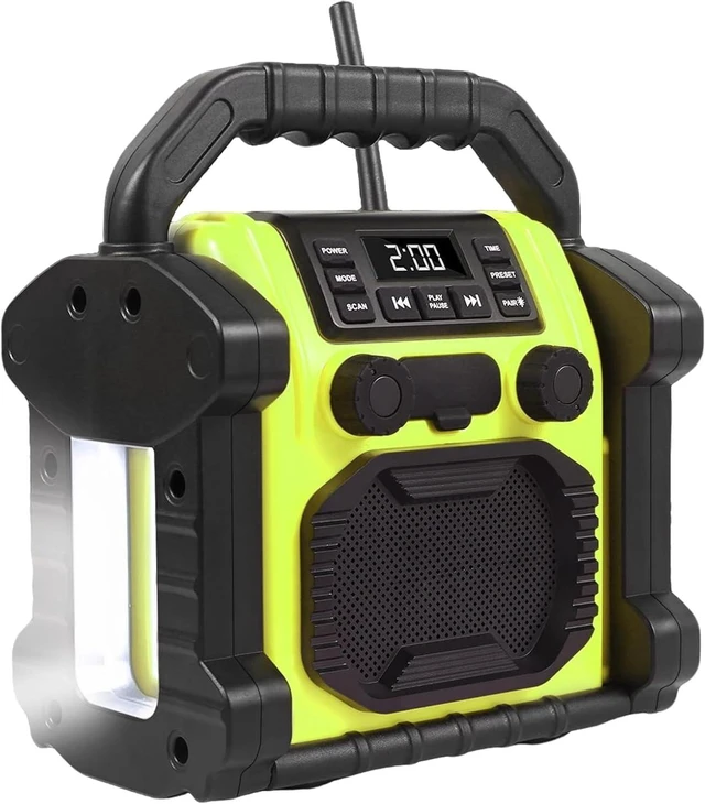 Main image of Outdoor Radio Waterproof Jobsite Speaker Bluetooth Wireless, IPX 66 Waterproof, 8000mAH Battery, Cell Phone Charging, Portable Job site Speaker with LED Lights,for Outdoor, Workshop, Garage (Green)