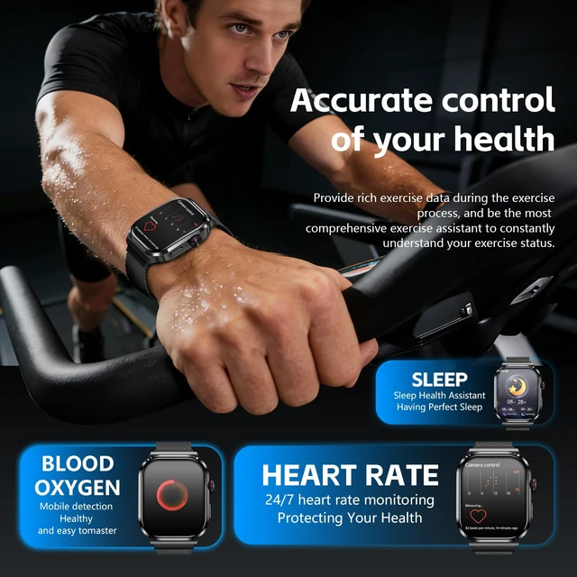 Alt view image 4 of 7 - AI Smart Watch with Voice Recorder, Transcribe & Summarize with AI for Meetings, App Control, Supports 135 Languages, 2.13" AMOLED Display, Health, Fitness & Sleep Tracker, 80+ Workout Modes, Black