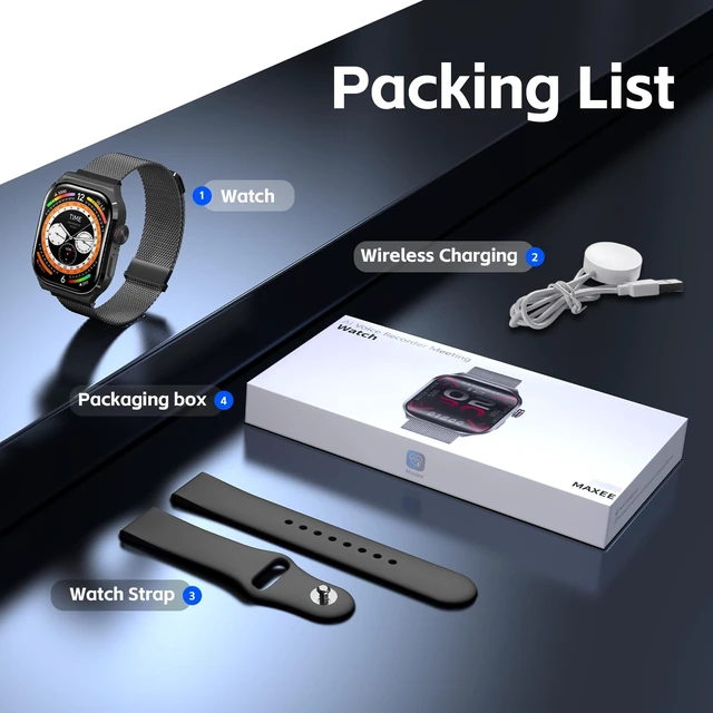 Alt view image 7 of 7 - AI Smart Watch with Voice Recorder, Transcribe & Summarize with AI for Meetings, App Control, Supports 135 Languages, 2.13" AMOLED Display, Health, Fitness & Sleep Tracker, 80+ Workout Modes, Black