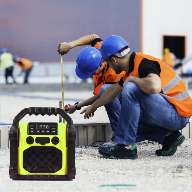 Alt view image 7 of 7 - Outdoor Radio Waterproof Jobsite Speaker Bluetooth Wireless, IPX 66 Waterproof, 8000mAH Battery, Cell Phone Charging, Portable Job site Speaker with LED Lights,for Outdoor, Workshop, Garage (Green)