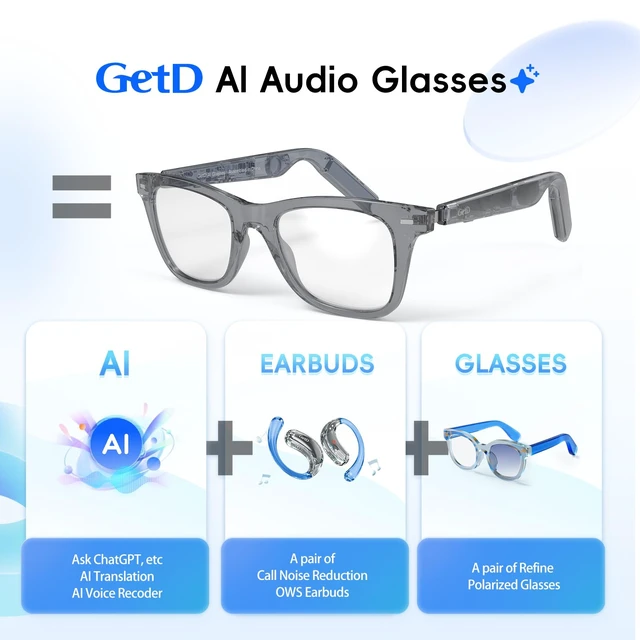 Alt view image 2 of 7 - AI Glasses, Smart Glasses Powered by ChatGPT, Real-Time AI Translation Anti-blue light lens, AI translation in 145 languages, Handsfree calls, Immersive audio, Holds AI conversations