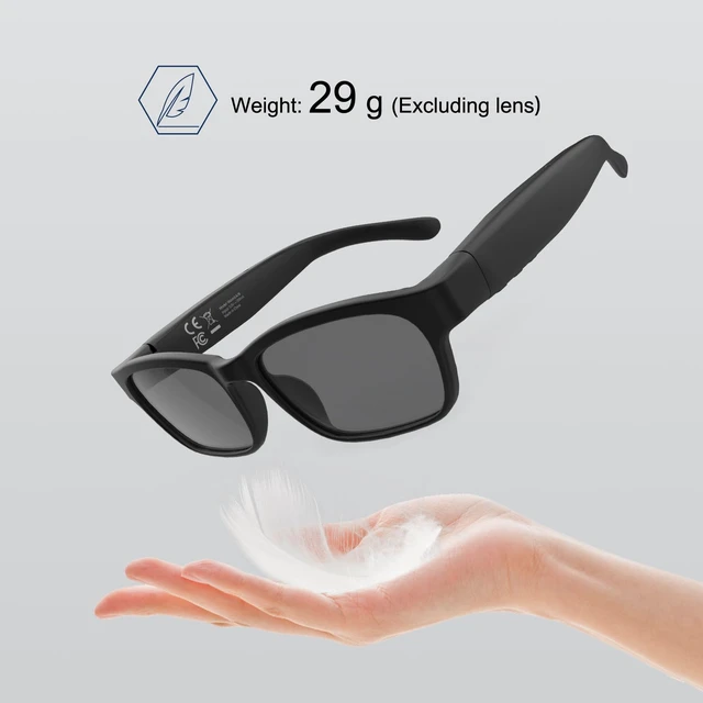 Alt view image 5 of 7 - Smart Bluetooth Glasses for Men Women Audio Polarized Glasses with Bluetooth Headphones Speaker Mic, UV Protection, Voice Assistant (Black Lens)