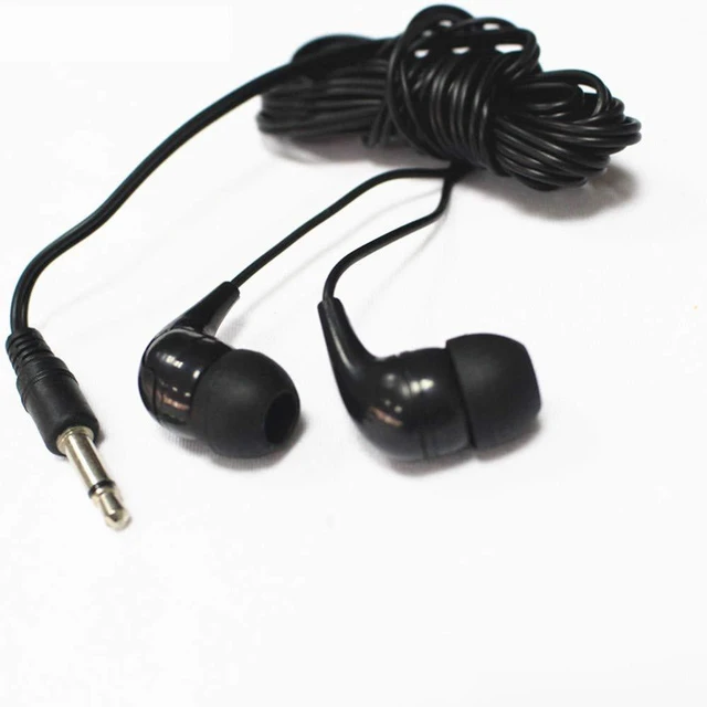 Main image of 100 Pack Bulk Earbuds Headphones Classroom Student Testing Ear Buds Kids Bulk Headphones Disposable Earbuds Individually Wrapped for Schools, Libraries, Hospitals (Black)