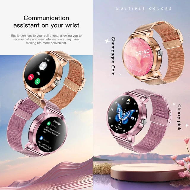 Alt view image 4 of 7 - Smart Watch (Answer/Make Calls) for Women, 1.27" AMOLED Smartwatch for Android iPhone, Activity Tracker with Blood Pressure Heart Rate Sleep SpO2 Monitor, 100+ Sports IP68 Fitness Tracker (Pink)