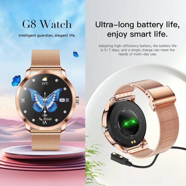 Alt view image 5 of 7 - Smart Watch (Answer/Make Calls) for Women, 1.27" AMOLED Smartwatch for Android iPhone, Activity Tracker with Blood Pressure Heart Rate Sleep SpO2 Monitor, 100+ Sports IP68 Fitness Tracker (Pink)