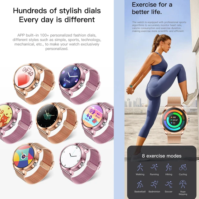 Alt view image 7 of 7 - Smart Watch (Answer/Make Calls) for Women, 1.27" AMOLED Smartwatch for Android iPhone, Activity Tracker with Blood Pressure Heart Rate Sleep SpO2 Monitor, 100+ Sports IP68 Fitness Tracker (Pink)