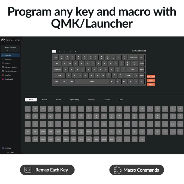 Alt view image 2 of 7 - K6 Pro Wireless Mechanical Keyboard, QMK/Launcher Programmable Macro, Hot-Swappable Brown Switch, 65% Layout RGB Backlit Office Keyboard for Mac Windows Linux
