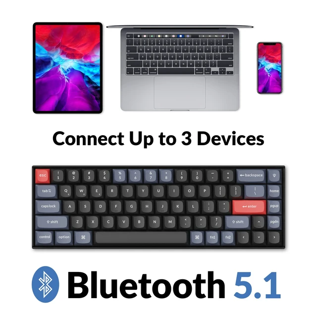 Alt view image 3 of 7 - K6 Pro Wireless Mechanical Keyboard, QMK/Launcher Programmable Macro, Hot-Swappable Brown Switch, 65% Layout RGB Backlit Office Keyboard for Mac Windows Linux