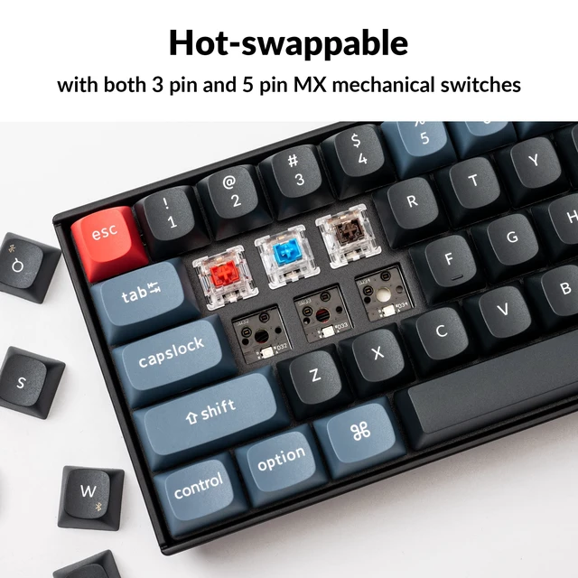 Alt view image 4 of 7 - K6 Pro Wireless Mechanical Keyboard, QMK/Launcher Programmable Macro, Hot-Swappable Brown Switch, 65% Layout RGB Backlit Office Keyboard for Mac Windows Linux
