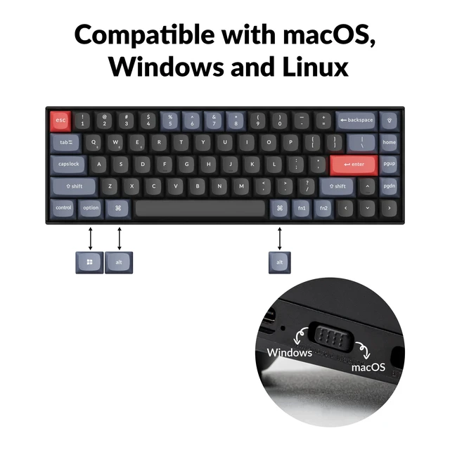 Alt view image 5 of 7 - K6 Pro Wireless Mechanical Keyboard, QMK/Launcher Programmable Macro, Hot-Swappable Brown Switch, 65% Layout RGB Backlit Office Keyboard for Mac Windows Linux